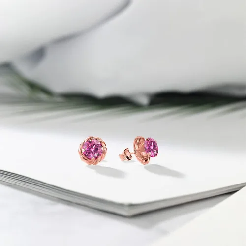Miniatura 141 de Gem Stone King Aretes de plata de ley 925 de 0.236 in con piedra natal redonda para mujer
