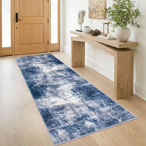 Miniatura 222 de IOHOUZE Alfombra pequeña abstracta de 2 x 3 pies, alfombra de entrada lavable para entrada interior, alfombras con respaldo de goma, alfombra gris