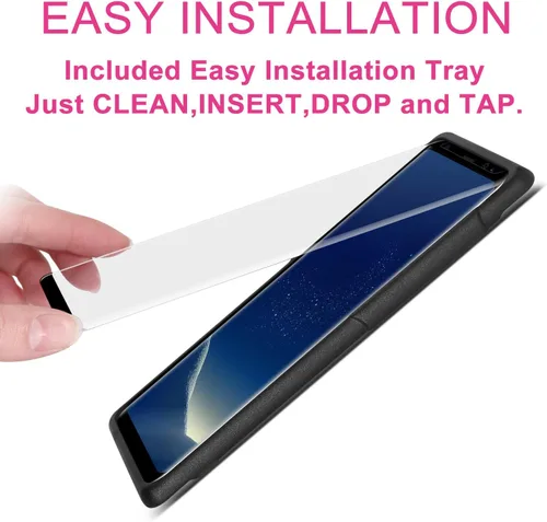Miniatura 2 de Paquete de 2 protectores de pantalla de vidrio para Galaxy S8 Plus [bandeja de fácil instalación], protector de pantalla curvado 3D