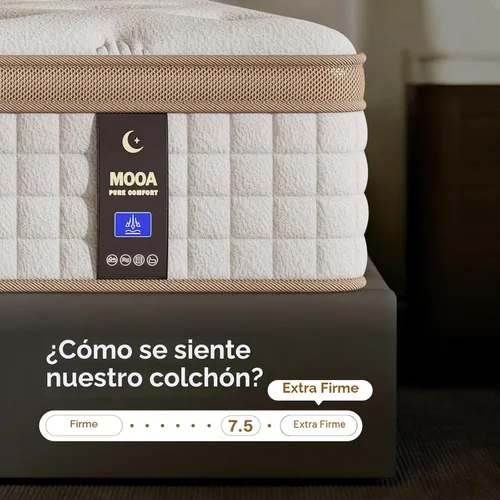 Miniatura 4 de MOOA Colchón tamaño matrimonial, colchón de 12 pulgadas de firmeza media con soporte lumbar y de hombro extra, colchones híbridos con espuma