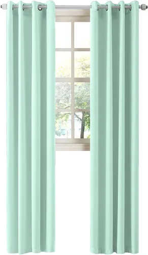 Miniatura 24 de LA PALMA Cortinas opacas con aislamiento térmico y ojales, para sala de estar, dormitorio, paquete de 2 paneles