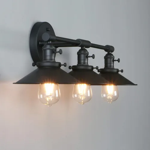 Miniatura 8 de Phansthy Lámparas de tocador de baño, 3 lámparas de pared con pantalla de metal negro de 7.9 pulgadas, luces de pared para espejo, cocina, sala