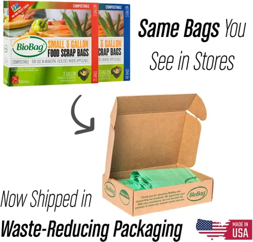 Miniatura 5 de Bolsas compostables de 3 galones para restos de comida de BioBag, 100 unidades, certificadas por BPI, cumplen con los estándares ASTM D6400
