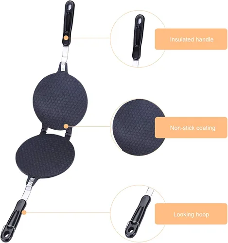 Miniatura 3 de Máquina para hacer conos de gofres, fabricante de rollos de huevos antiadherentes, molde de tortilla crujiente de aleación de aluminio, molde