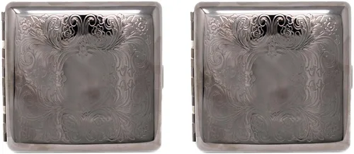 Miniatura 2 de Black Victorian Scroll (Full Pack Kings) Caja de cigarrillos chapada en metal y caja de almacenamiento