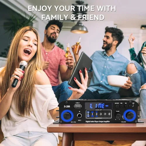 Miniatura 7 de Receptores estéreo de 4 canales, amplificador de audio para el hogar Bluetooth 5.0, RMS 50Wx4 Máx 1200W amplificador de potencia HiFi, USB/SD/FM