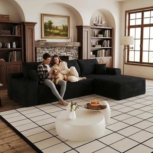 Miniatura 14 de Sofá modular Cloud de 107 pulgadas, sofá modular en forma de L con diván de gran tamaño orientado hacia la izquierda, sofá de pana de asiento