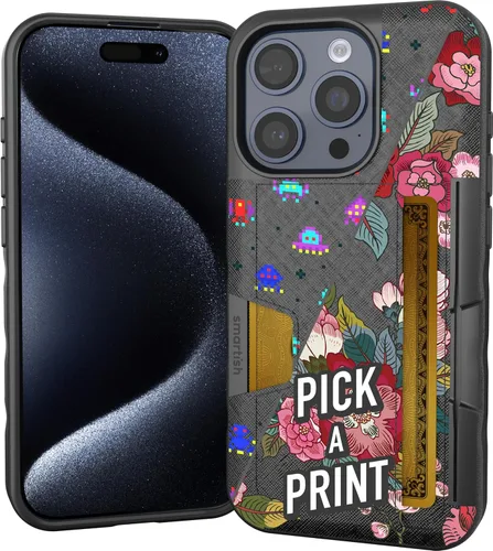 Miniatura 42 de Smartish Funda tipo cartera para iPhone 13 Pro – Wallet Slayer Vol. 2 [delgada + protectora] tarjetero con función atril - Black Tie Affair