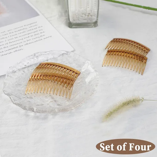 Miniatura 3 de Juego de 4 peines para el cabello estilo francés, 4 piezas, clips laterales decorativos para mujer, accesorios para el cabello de sujeción fuerte