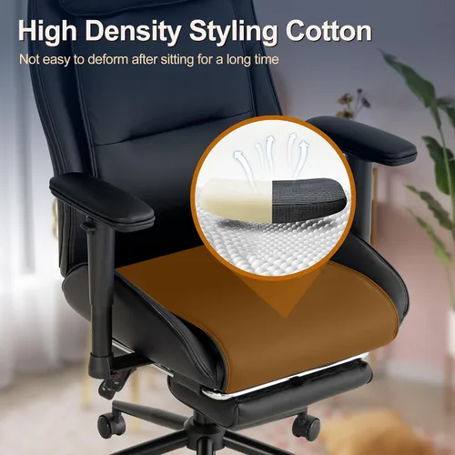 Miniatura 4 de High Back Office Desk Chair,Ergonomic Reclining Office Chair,Modern Swivel Computer Chair,Leather Chair with Lumbar Support (Black)