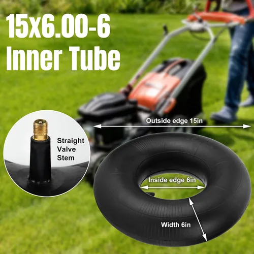 Miniatura 3 de 15x6.00-6" Tubos interiores, paquete de 2 tubos interiores de repuesto para neumáticos de servicio pesado 15x6-6 con vástago de válvula recta TR-13