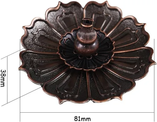Miniatura 4 de Ximimark 1 unids 9 agujeros Lotus quemador de incienso titular de la estatua de la flor placa incensario para palos y cono, dorado (dorado)