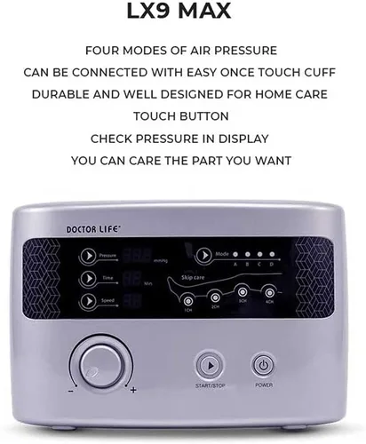 Miniatura 2 de DOCTOR LIFE LX9max para Todo el Cuerpo (A) - Sistema de Recuperación de Compresión de Aire Secuencial: Dispositivo + Piernas (L) + Brazo + Cintura +
