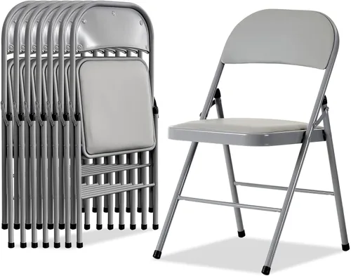 Miniatura 12 de Karl home Paquete de 12 sillas plegables blancas con asientos acolchados para exteriores e interiores, asiento comercial apilable portátil con marco