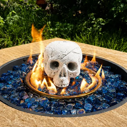 Troncos de fuego de calavera de cerámica, calaveras de hoguera, troncos de calavera de cerámica, cabeza de esqueleto/decoración de calavera para