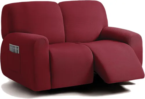 Miniatura 44 de ULTICOR - Juego de 8 fundas para sofá reclinable de jacquard, fundas elásticas para sofá reclinable para 3 cojines, fundas gruesas, suaves y Gris