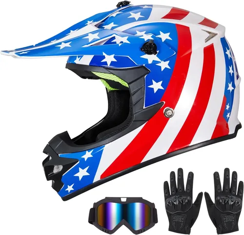 Miniatura 12 de Casco de Bicicleta de Tierra para Jóvenes Niños para Niños y Niñas, F001 Casco de Motocicleta de Cara Completa para Todoterreno ATV Conducción