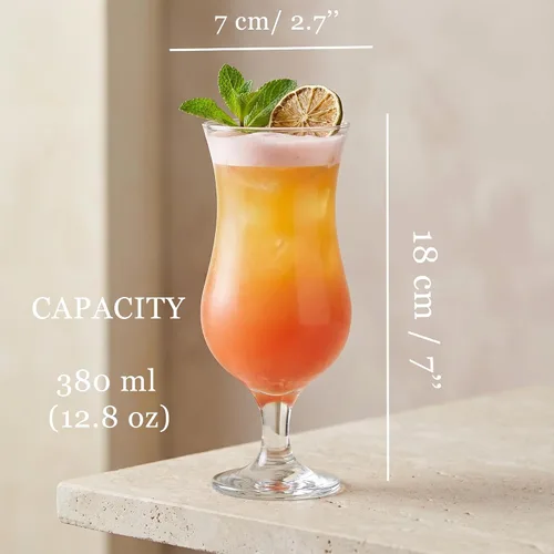 Miniatura 2 de Juego de 6 vasos grandes de huracán de 12.8 onzas líquidas, copas de cóctel altas, mojito, margarita, sangría, vasos de piña colada, cristalería