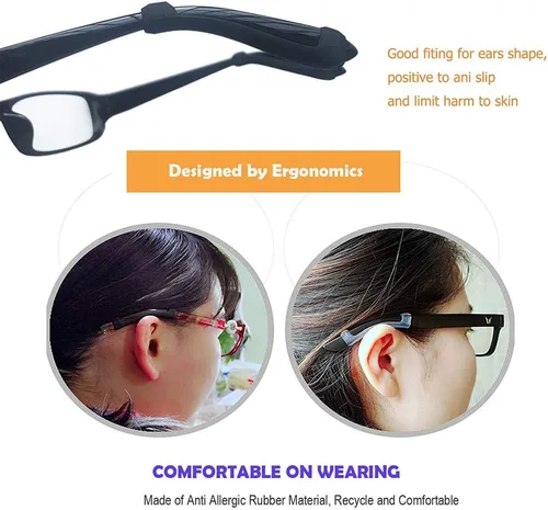 Miniatura 6 de Ganchos de silicona para lentes de oreja, soporte de correa para lentes deportivos, puntas de sien, retenedores de gafas, antideslizantes, elásticos