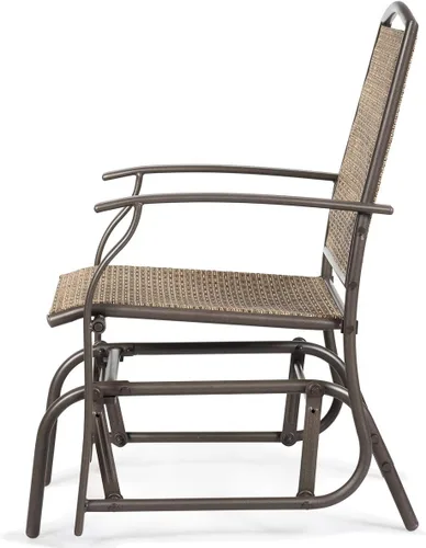 Miniatura 8 de Giantex Silla mecedora para exteriores con marco de metal resistente y tela de malla transpirable, mecedora de porche para césped, jardín, porche