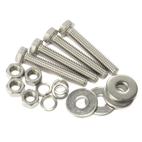 Miniatura 23 de Tornillos de cabeza hexagonal de 1/4-20 x 1/2 pulgadas con tuercas hexagonales y arandelas gruesas planas y de bloqueo, totalmente roscados, acero