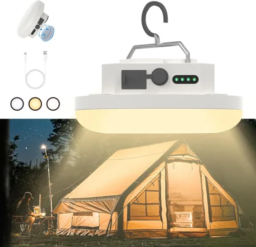 Linterna Colgante LED para Tienda de Campamento Recargable Portátil Impermeable para Exteriores con Alimentación por Batería para Glamping,