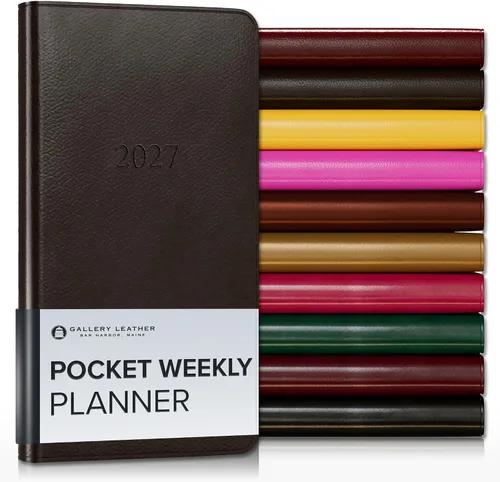 Miniatura 59 de Gallery Leather Agenda semanal y mensual grande 2025-2026, agenda y cuaderno con elegantes bordes de página dorados dorados, 12 meses, cactus Cactus