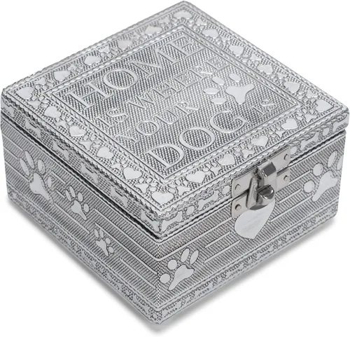 Miniatura 8 de Cottage Garden Página de inicio Perro Pawprint Caja de recuerdo de joyería de metal de tono de cobre