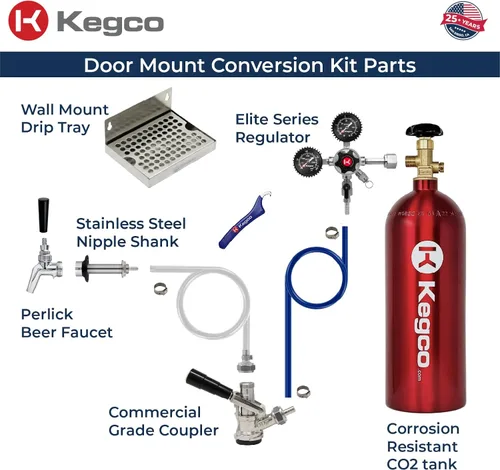 Miniatura 2 de Kegco Kit de Kegerator de cerveza de barril de montaje en puerta de grado comercial con tanque de CO2 de 5 libras MPPSCK-5T
