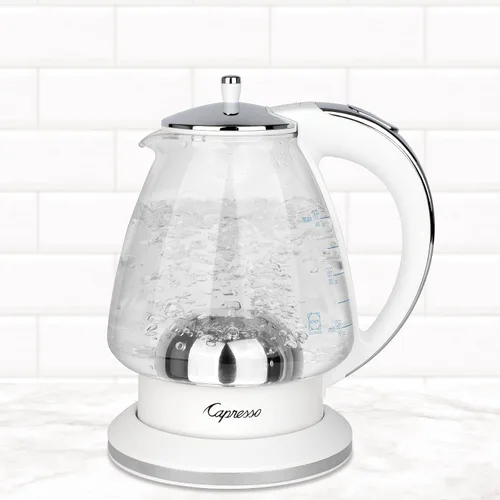 Miniatura 5 de Capresso H2O Tetera de vidrio, 240.02, Blanco y cromo pulido, 48 onzas