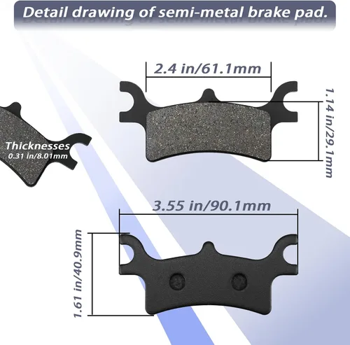 Miniatura 6 de Pastillas de freno delanteras y traseras para Polaris Sportsman 400 450 500 600 700 800 EFI/HO 2x4 4x4, Scrambler 400 500, Trail Boss 330, Magnum