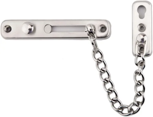 Cerradura de puerta de cadena de acero inoxidable, resistente pestillo interior de la puerta, cerradura de puerta sin llave, añade seguridad Plateado
