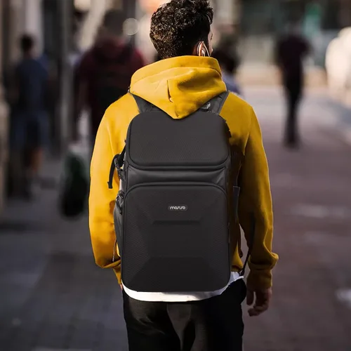 Miniatura 8 de MOSISO Mochila para cámara, bolsa para cámara DSLR con cubierta impermeable para lluvia, funda rígida de panal de abeja, mochila de viaje