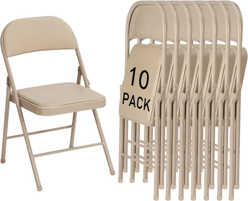 Miniatura 10 de Paquete de 4 sillas plegables negras con cojín acolchado y respaldo para exteriores, sillas plegables comerciales apilables portátiles con marco
