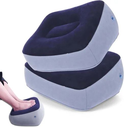 Reposapiés inflable para viajes, almohada de pierna de altura ajustable para avión y automóvil, taburete portátil para niños y adultos (multicolor),