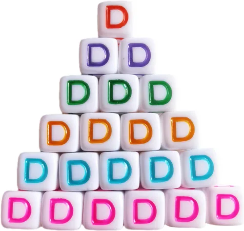 Miniatura 11 de Xeahung 200 cuentas de letras acrílicas cuadradas multicolor para hacer joyas, llaveros de bricolaje, collares, pulseras, decoraciones