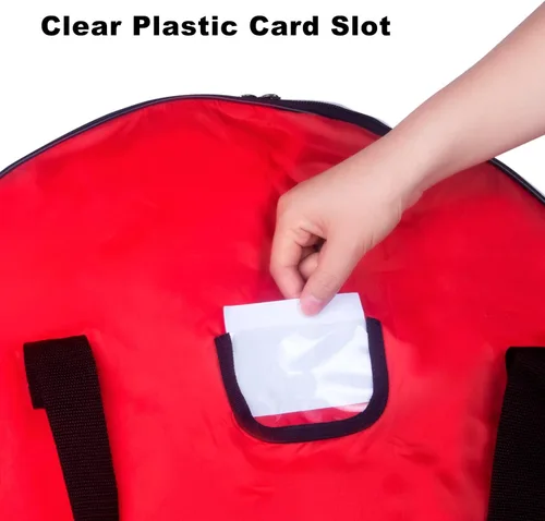 Miniatura 6 de TQS - Bolsa grande para almacenamiento de coronas de Navidad de 30 pulgadas, roja, de algodón, cierre de cremallera, asas reforzadas, dobles Rojo