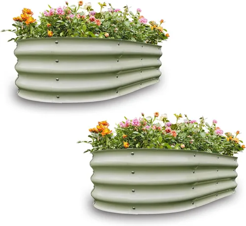 Miniatura 15 de GARDMAX 2x2x1FT Galvanized Round Raised Garden Bed Kit, Metal Planter Boxes Outdoor with Easy Assembly, Large Garden Bed for Vegetables, Fruits