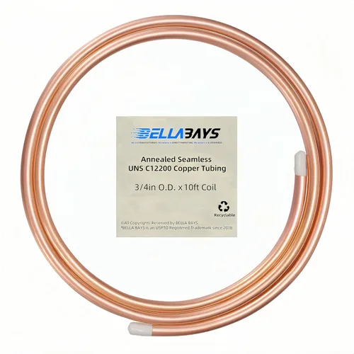 Miniatura 24 de BELLA BAYS Tubería de Cobre 3/8" DE x 0.320" DI x 25 pies, 99.9% C12200 ASTM B280 Tubería ACR de Refrigeración Sin Costuras Bobina Suave Redonda T2