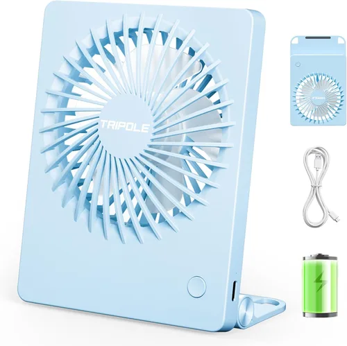 Miniatura 11 de TriPole - Ventilador de escritorio mini portátil recargable, ultra silencioso, pequeño de 4.5 pulgadas, para viajes personales con inclinación