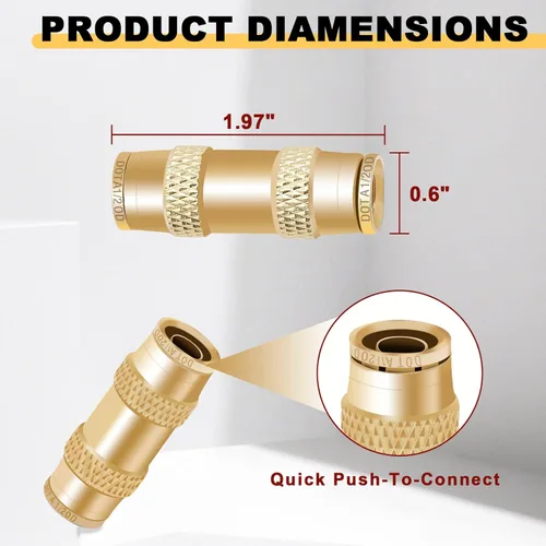 Miniatura 5 de Siptenk 1/2 DOT Air Line Fittings 5PCS, unión recta de latón 1/2 "OD Air Brake Line Fittings Quick Push to Connect Fittings for Truck Trailers