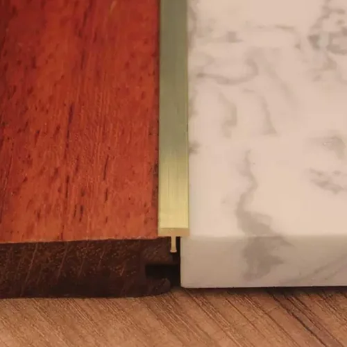 ZIMGOD Tira de transición de piso de latón, moldura en T, umbral de piso laminado para pisos de alfombra a azulejos, cubierta de costura de piso de