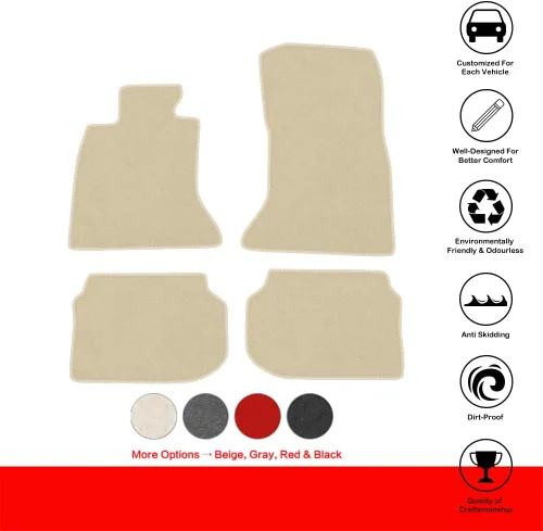 Miniatura 2 de IKON MOTORSPORTS, tapetes para piso compatibles con BMW F10 Serie 5 Sedán de 4 puertas, 2011-2016, ajuste de fábrica, color beige, de nailon