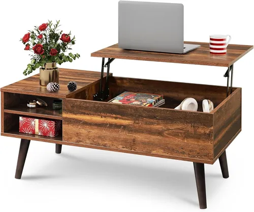 Miniatura 14 de WLIVE Mesa de centro con tapa elevable para sala de estar, mesa de centro pequeña con almacenamiento, estante ajustable y compartimento