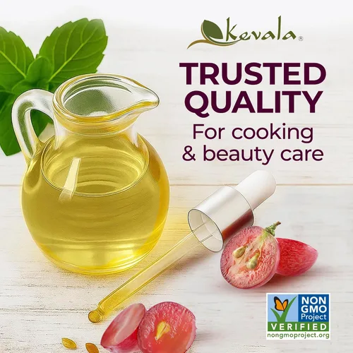 Miniatura 4 de Kevala Aceite de semilla de uva – Aceite nutritivo ideal para cocinar y belleza, hecho con uvas cuidadosamente seleccionadas, base perfecta