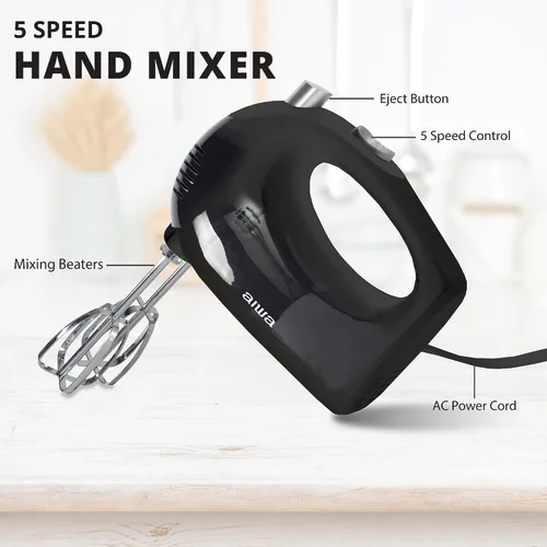 Miniatura 8 de AIWA Batidora de mano de 5 velocidades con botón de expulsión, batidora eléctrica de mano para crema, bateadora, huevos y hornear, batidores