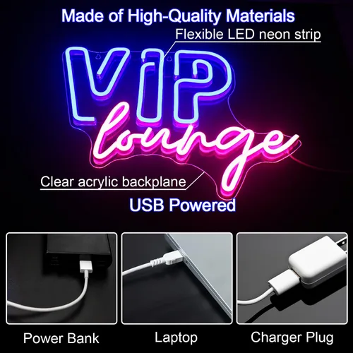 Miniatura 3 de Horseneon VIP Lounge - Letreros de neón para decoración de pared, letreros de luces de neón VIP para decoración de habitación, letrero de luz LED