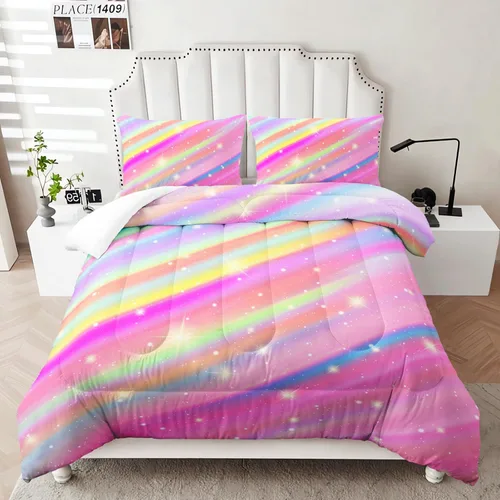 Miniatura 48 de Juego de edredón floral colorido de 3 piezas, juego de ropa de cama botánica bohemia tamaño queen, diseño boho de granja con flores y hojas impresas