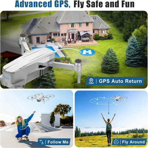 Miniatura 10 de Oddire - Drones con cámara para adultos 4K, GPS con retorno automático, vuelo de puntos de referencia, vuelo en órbita, seguimiento GPS, control por