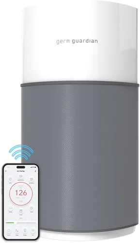 GermGuardian AirSafe AP3250 - Purificador de aire inteligente XL para el hogar, filtro HEPA verdadero de 360°, WiFi y aplicación, monitor de calidad